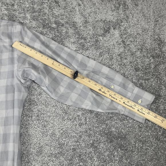 Brooks Brothers Dress Shirt 16.5 2/3 Plaid Non Iron Cotton Houndstooth Gray - Picture 11 of 12